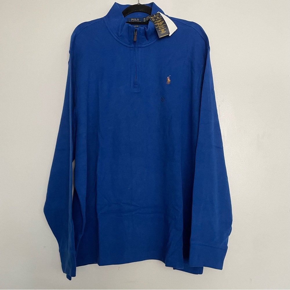 Men’s Polo Ralph Lauren Estate-Rib Quarter-Zip Pullover Blue Size XXL